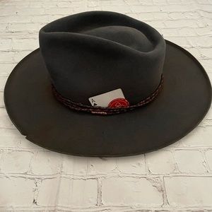 Coup De Tete Gray Custom Made Distressed Poker Chip & Card Fedora Hat sz 58CM